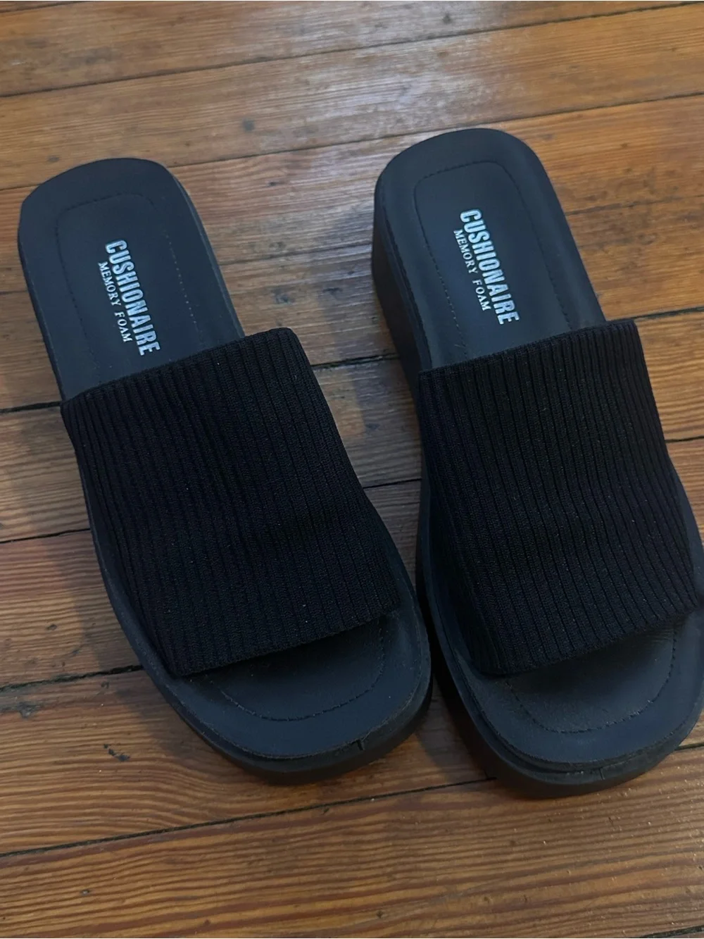 Cushionaire Black Slide Sandals for Women